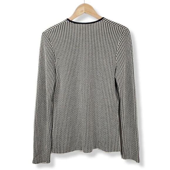 Women VTG 90s Black White Knit Cardigan M Classic Ladylike Old Money Retro Mod - Picture 6 of 7